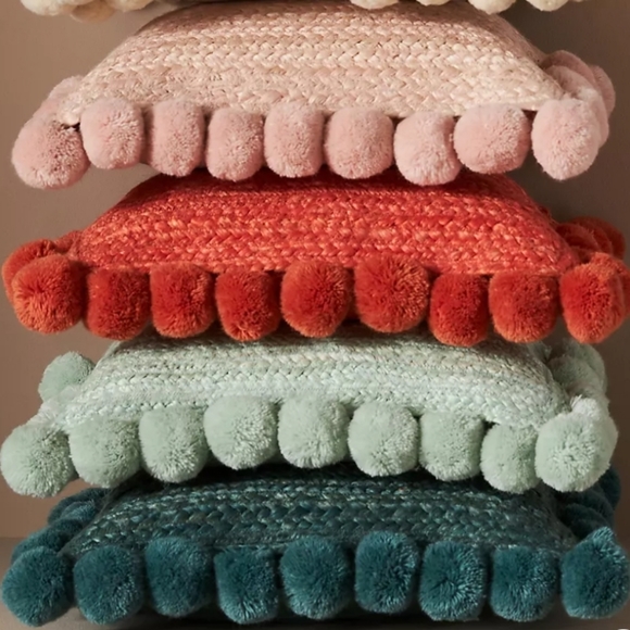 Anthropologie Pommed Jute Pillow - turquoise - Picture 4 of 12